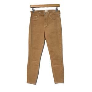 L'AGENCE Margot High-Rise Coated Skinny Jeans 28 Beige Pants Preppy Stretch NEW
